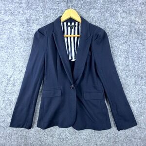 Zinga Blazer Jacket Womens‎ Large Blue Peak Lapel Single Breasted Preppy Office
